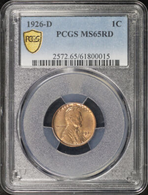 Obverse of this 1926-D Lincoln Cent Wheat Reverse PCGS MS-65 RD