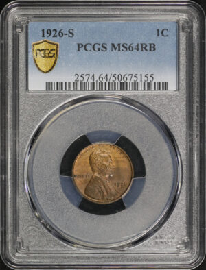 Obverse of this 1926-S Lincoln Cent Wheat Reverse PCGS MS-64 RB