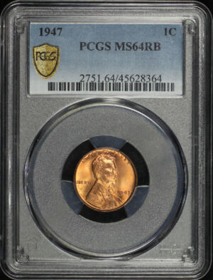 Obverse of this 1947 Lincoln Cent Wheat Reverse PCGS MS-64 RB