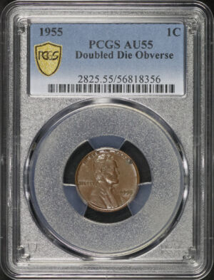 Obverse of this 1955 Lincoln Cent Wheat Reverse Doubled Die Obverse PCGS AU-55