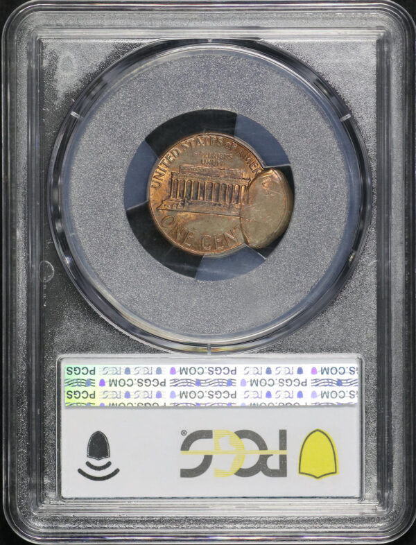 Reverse of this 1974-D Lincoln Cent Modern PCGS MS-63 RB Mint Error D/S 2nd Strike 85% O/C
