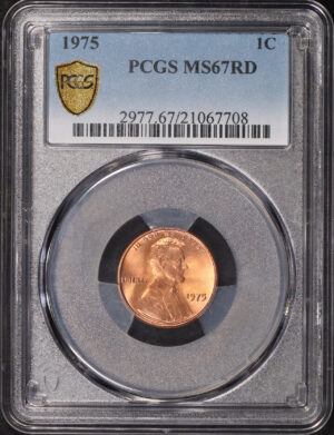 Obverse of this 1975 Lincoln Cent Modern PCGS MS-67 RD – Only 15 Graded Higher