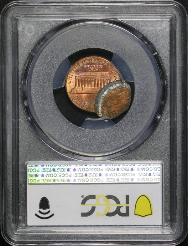 Reverse of this 1985 Lincoln Cent Modern PCGS MS-65 RD Mint Error D/S 2nd Strike 75% O/C