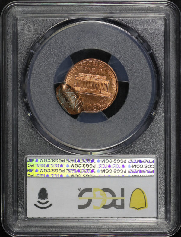 Reverse of this 1991 Lincoln Cent Modern PCGS MS-62 RD Mint Error D/S 2nd Strike 85% O/C