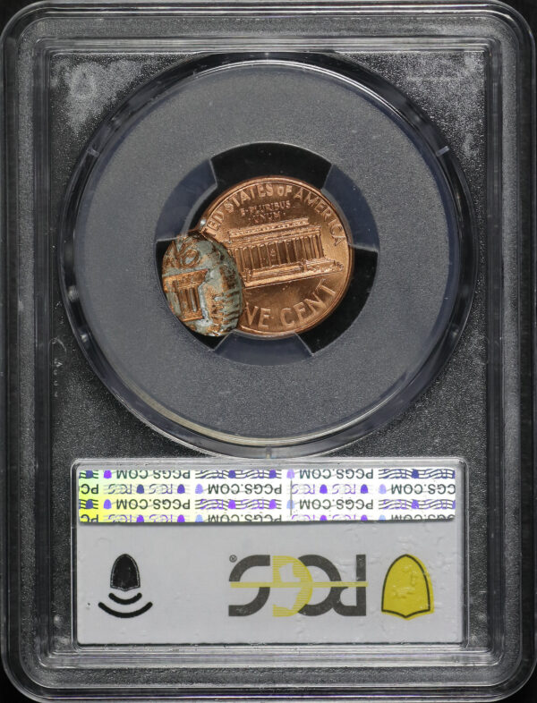 Reverse of this 1992 Lincoln Cent Modern PCGS MS-64 RD Mint Error D/S 2nd Strike 80% O/C