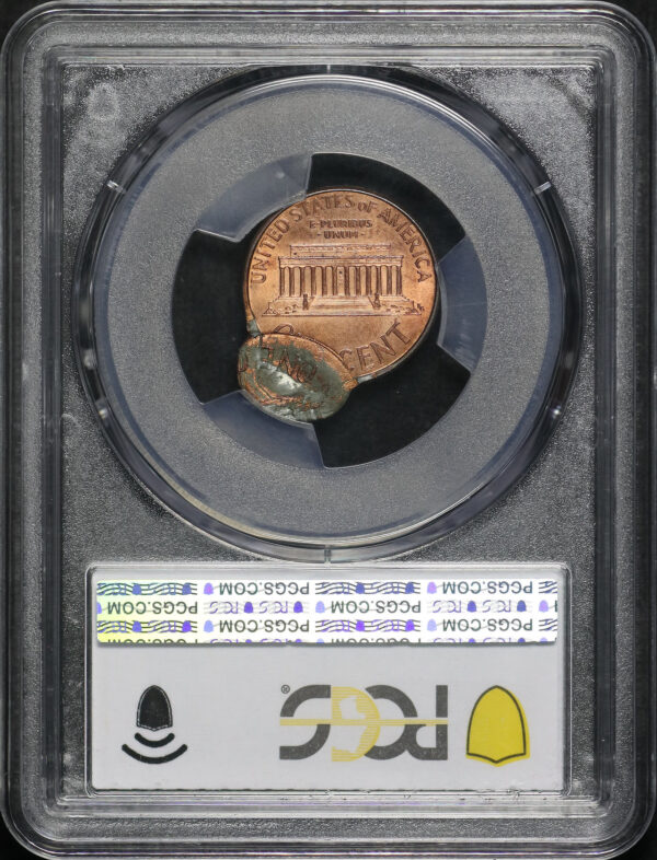 Reverse of this 1994 Lincoln Cent Modern PCGS MS-64 RD Mint Error D/S 2nd Strike 85% O/C