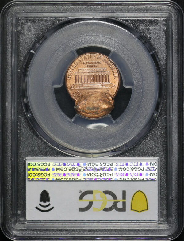 Reverse of this 2000 Lincoln Cent Modern PCGS MS-64 RD Mint Error D/S 2nd Strike 80% O/C