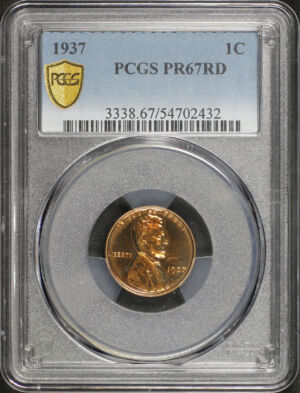 Obverse of this 1937 Lincoln Cent Wheat Reverse PCGS PR-67 RD
