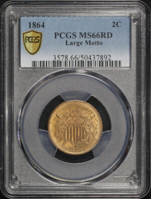 Obverse of this 1864 Large Motto Two Cent PCGS MS-66 RD