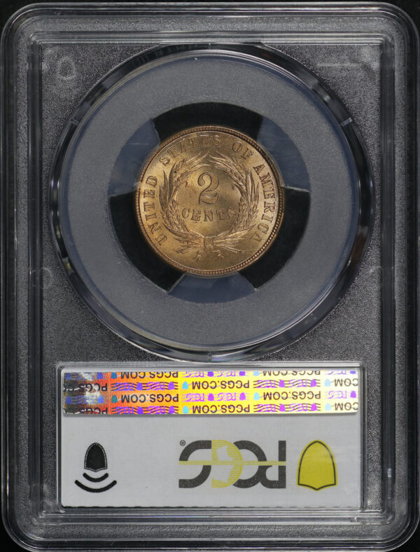 Reverse of this 1864 Large Motto Two Cent PCGS MS-66 RD