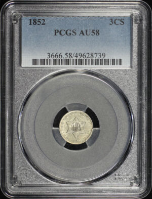 Obverse of this 1852 Three Cent Silver PCGS AU-58