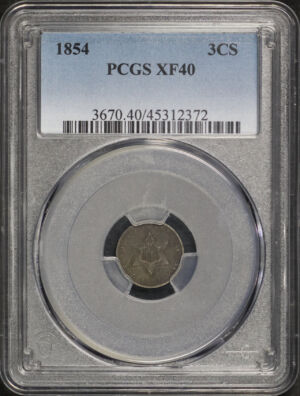 Obverse of this 1854 Three Cent Silver PCGS XF-40