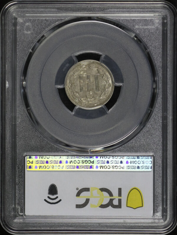 Reverse of this 1868 Three Cent Nickel PCGS AU-58