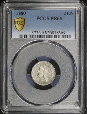 Obverse of this 1880 Three Cent Nickel PCGS PR-65
