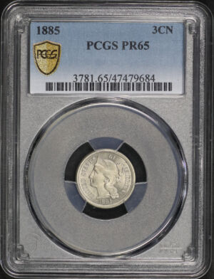 Obverse of this 1885 Three Cent Nickel PCGS PR-65