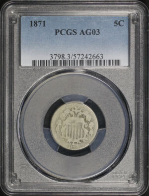 Obverse of this 1871 Shield Nickel PCGS AG-03