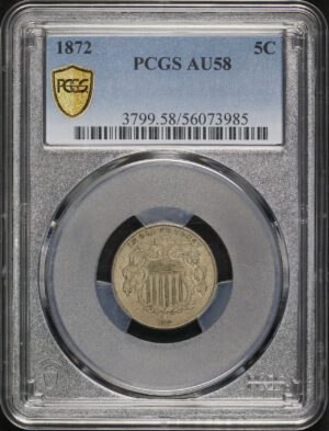 Obverse of this 1872 Shield Nickel PCGS AU-58