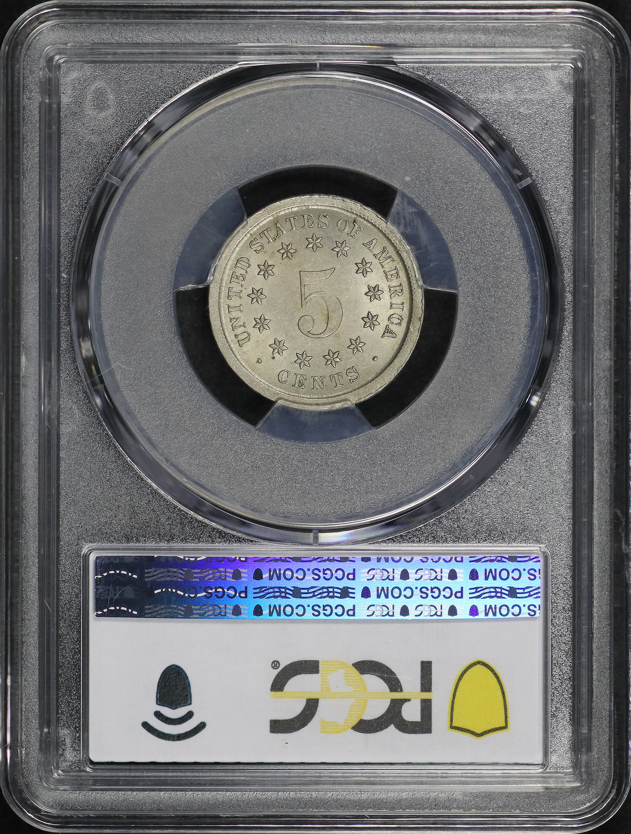 Reverse of this 1882 Shield Nickel Broadstruck on T-1 Planchet PCGS MS-62