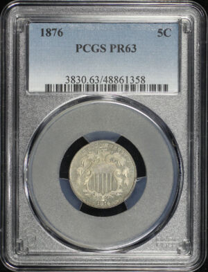 Obverse of this 1876 Shield Nickel PCGS PR-63