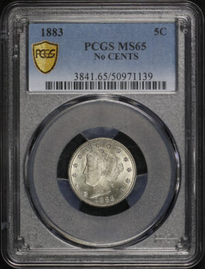 Obverse of this 1883 Liberty Nickel No CENTS PCGS MS-65