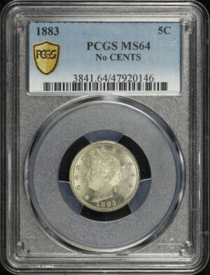 Obverse of this 1883 Liberty Nickel No CENTS PCGS MS-64