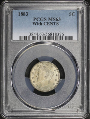 Obverse of this 1883 Liberty Nickel With Cents PCGS MS-63