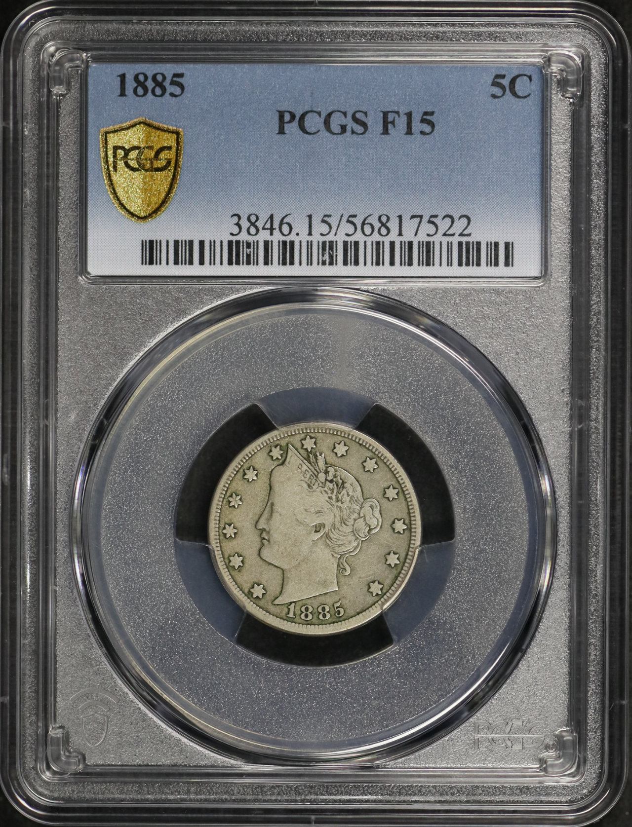 Obverse of this 1885 Liberty Nickel PCGS F-15