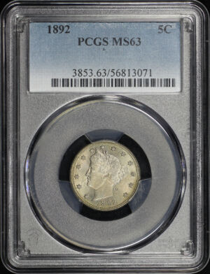 Obverse of this 1892 Liberty Nickel PCGS MS-63