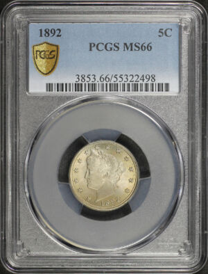 Obverse of this 1892 Liberty Nickel PCGS MS-66