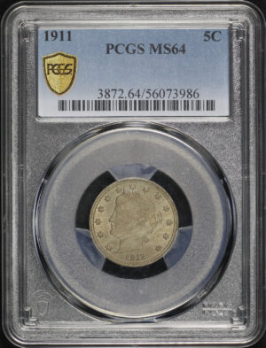 Obverse of this 1911 Liberty Nickel PCGS MS-64