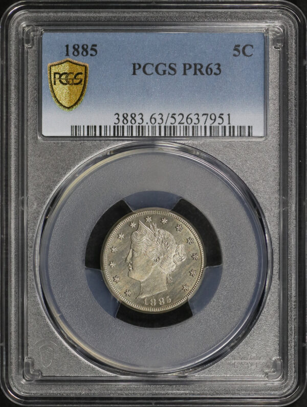 Obverse of this 1885 Liberty Nickel PCGS PR-63