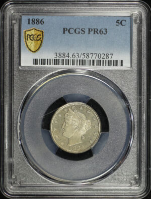 Obverse of this 1886 Liberty Nickel PCGS PR-63