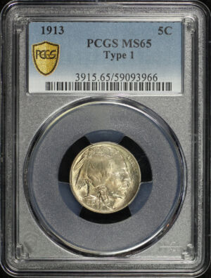 Obverse of this 1913 Buffalo Nickel Type 1 PCGS MS-65