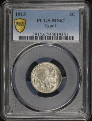 Obverse of this 1913 Buffalo Nickel Type 1 PCGS MS-67