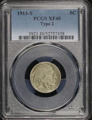 Obverse of this 1913-S Buffalo Nickel Type 2 PCGS XF-40