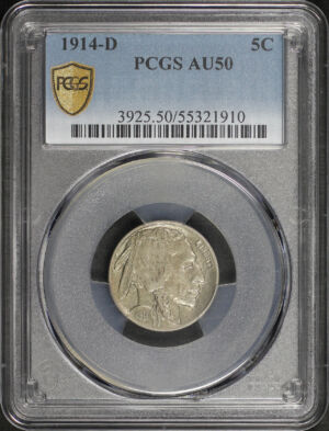 Obverse of this 1914-D Buffalo Nickel PCGS AU-50