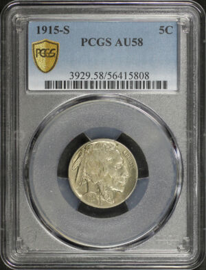Obverse of this 1915-S Buffalo Nickel PCGS AU-58