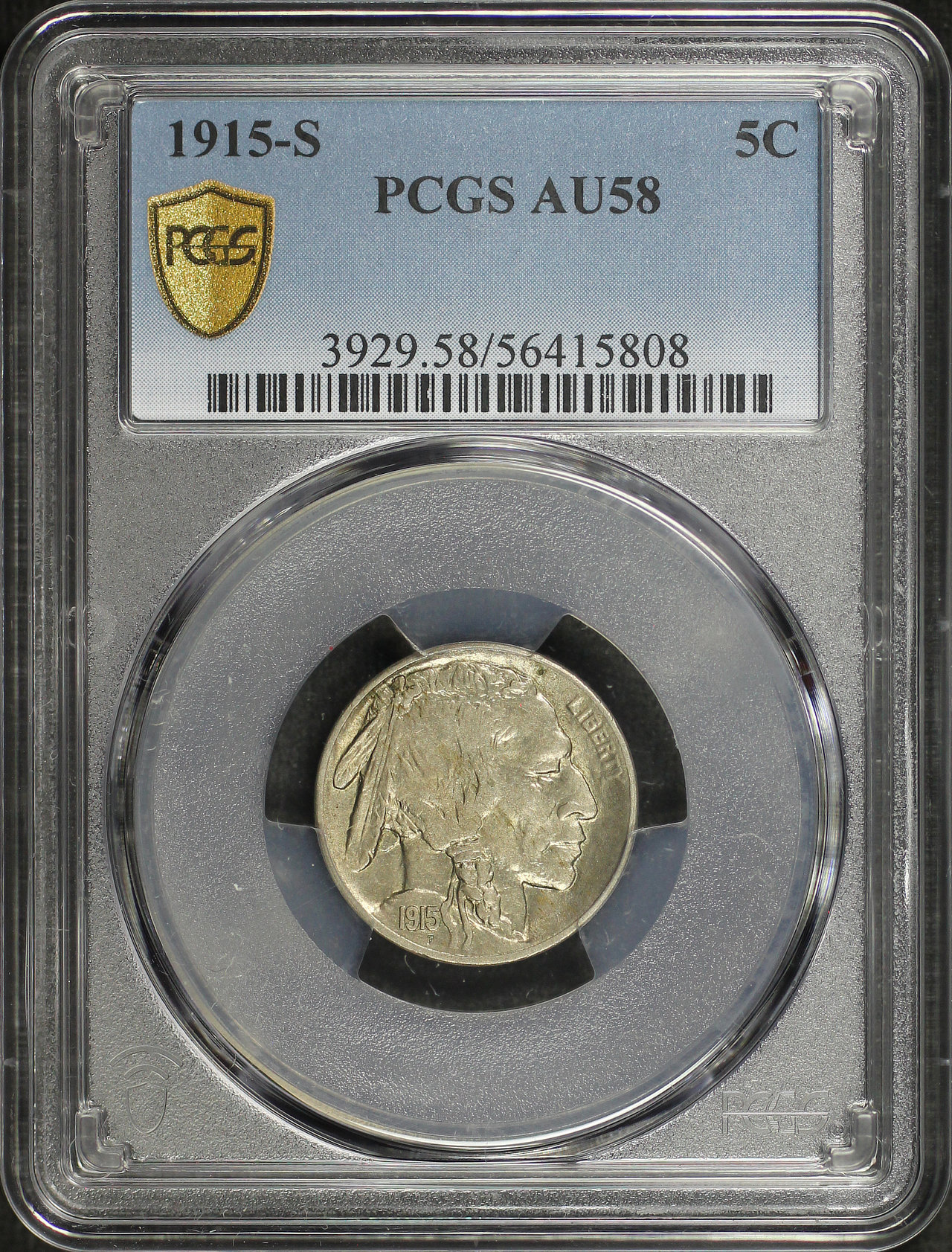 Obverse of this 1915-S Buffalo Nickel PCGS AU-58