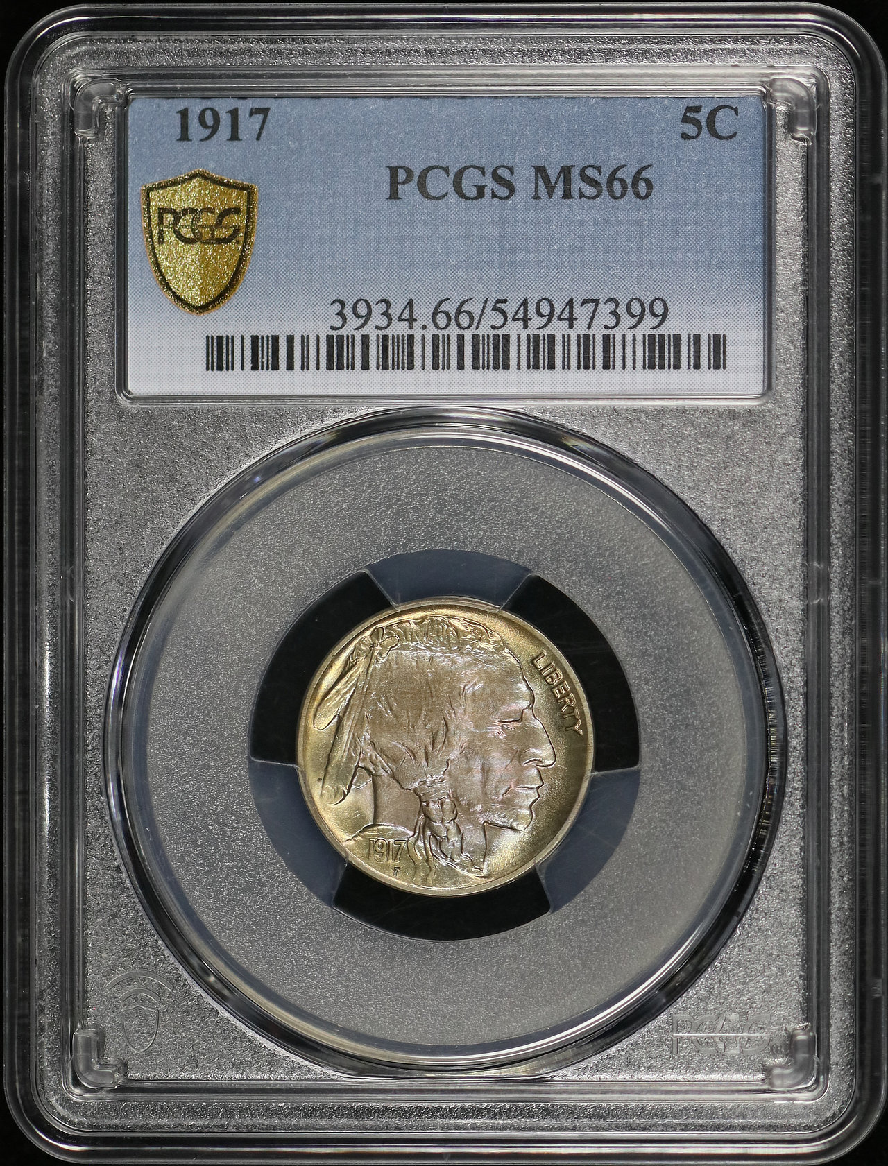 Obverse of this 1917 Buffalo Nickel PCGS MS-66