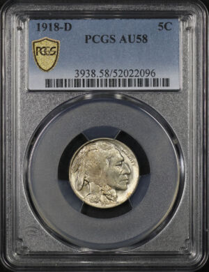 Obverse of this 1918-D Buffalo Nickel PCGS AU-58