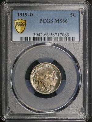 Obverse of this 1919-D Buffalo Nickel PCGS MS-66