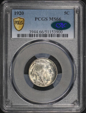 Obverse of this 1920 Buffalo Nickel PCGS MS-66 CAC