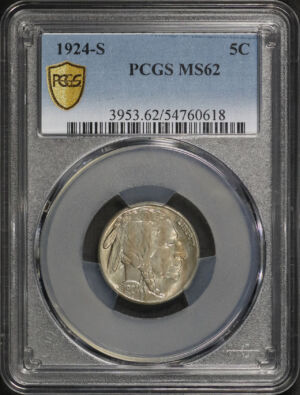 Obverse of this 1924-S Buffalo Nickel PCGS MS-62