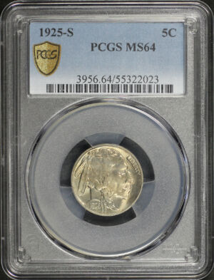 Obverse of this 1925-S Buffalo Nickel PCGS MS-64
