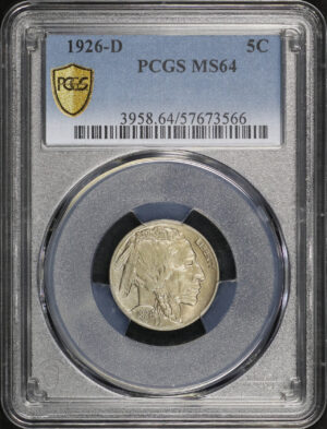 Obverse of this 1926-D Buffalo Nickel PCGS MS-64