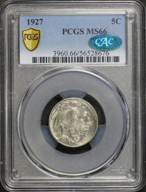 Obverse of this 1927 Buffalo Nickel PCGS MS-66 CAC