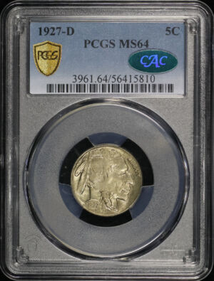 Obverse of this 1927-D Buffalo Nickel PCGS MS-64 CAC