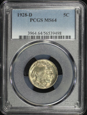 Obverse of this 1928-D Buffalo Nickel PCGS MS-64