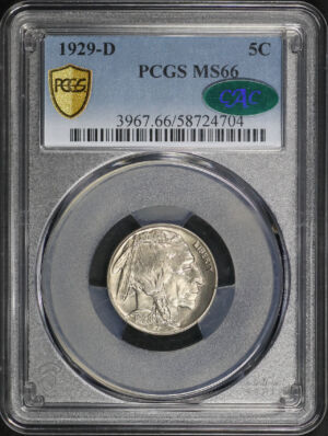 Obverse of this 1929-D Buffalo Nickel PCGS MS-66 CAC