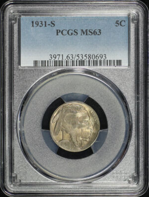 Obverse of this 1931-S Buffalo Nickel PCGS MS-63